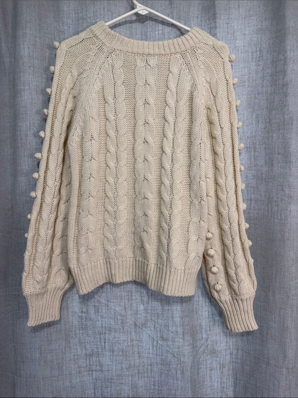 Pink Diamond Textured Chunky Knit Crewneck Sweater - Ivory/Cream - Picture 7 of 15